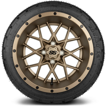 MODZ® 14" Vortex Matte Bronze Wheels & Street Tires Combo (Arisun Cruze 205/30-14)