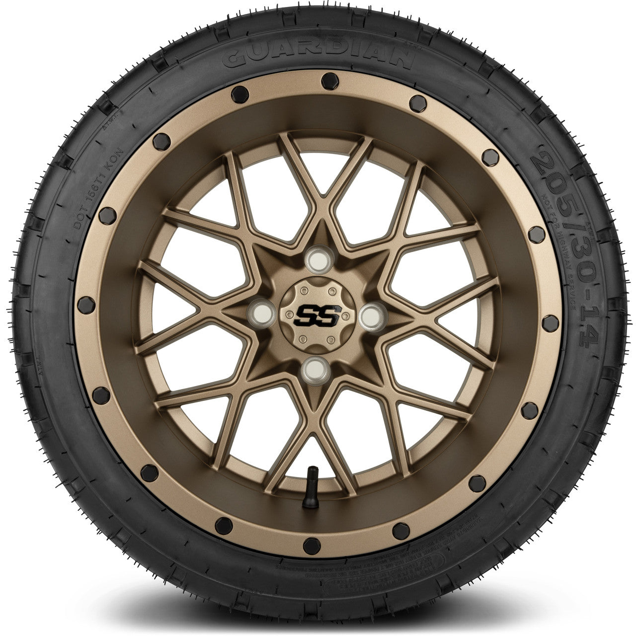 MODZ® 14" Vortex Matte Bronze Wheels & Street Tires Combo (MODZ Street Fox Radial 23x10-14)