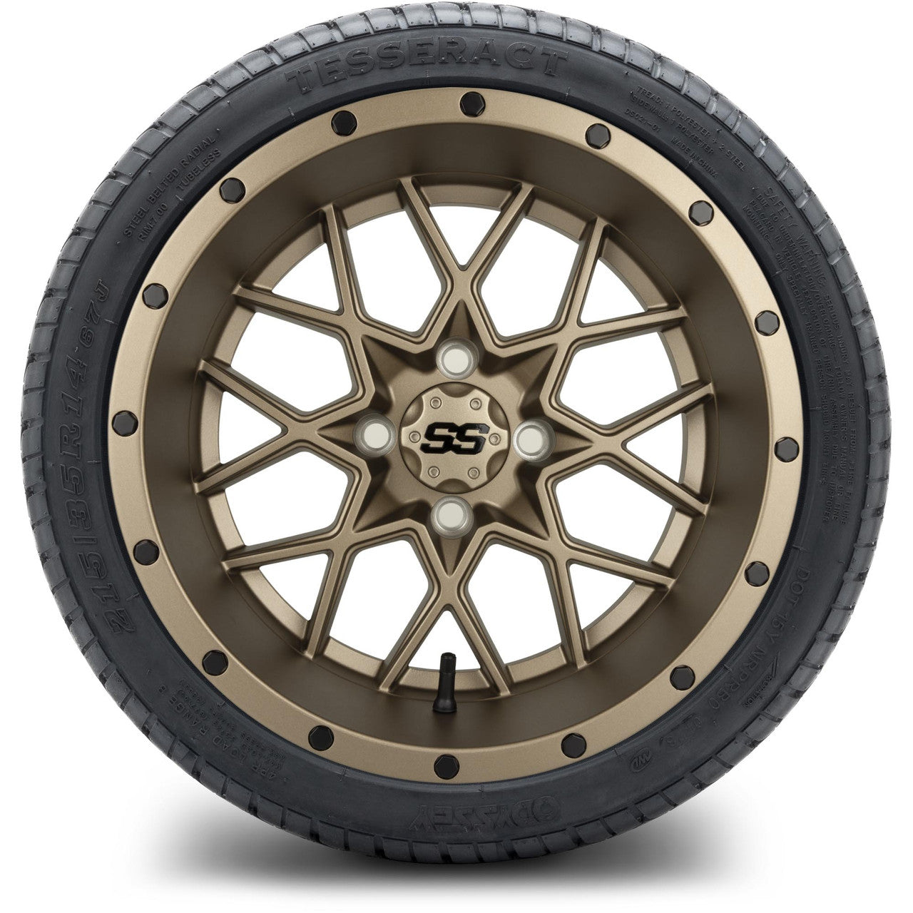 MODZ® 14" Vortex Matte Bronze Wheels & Street Tires Combo (Odyssey Tesseract Steel Belted Radial 215/35-14)
