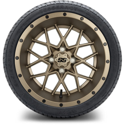 MODZ® 14" Vortex Matte Bronze Wheels & Street Tires Combo (MODZ Street Fox Radial 205/40-14)