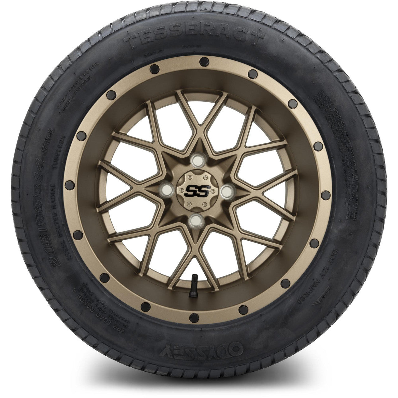 MODZ® 14" Vortex Matte Bronze Wheels & Street Tires Combo (Odyssey Tesseract Steel Belted Radial 215/50-14)