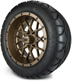 MODZ® 14" Vortex Matte Bronze Wheels & Street Tires Combo (MODZ Street Fox Radial 23x10-14)
