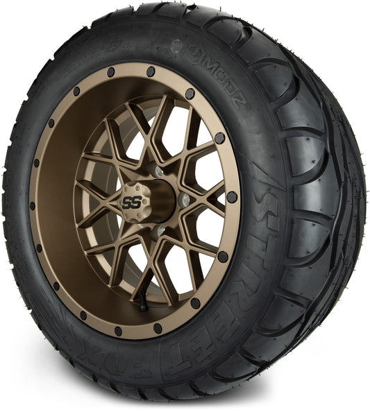 MODZ® 14" Vortex Matte Bronze Wheels & Street Tires Combo (MODZ Street Fox Radial 23x10-14)