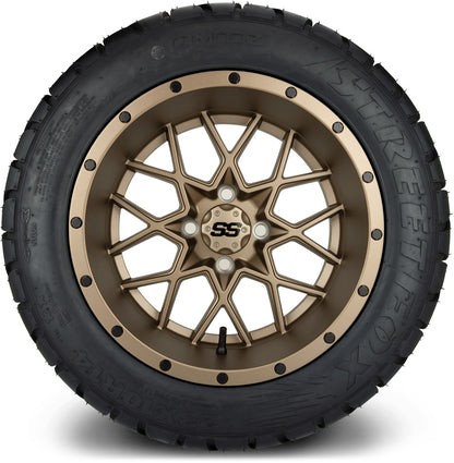 MODZ® 14" Vortex Matte Bronze Wheels & Street Tires Combo (MODZ Street Fox Radial 205/40-14)