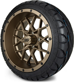 MODZ® 14" Vortex Matte Bronze Wheels & Street Tires Combo (MODZ Street Fox Radial 205/40-14)