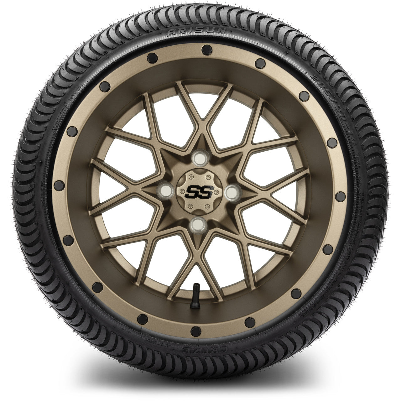 MODZ® 14" Vortex Matte Bronze Wheels & Street Tires Combo (MODZ Street Fox Radial 205/40-14)