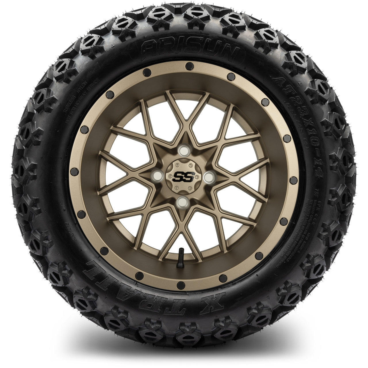 MODZ® 14" Vortex Matte Bronze Wheels & Off-Road Tires Combo (Arisun X-Trail All-Terrain 23x10-14)