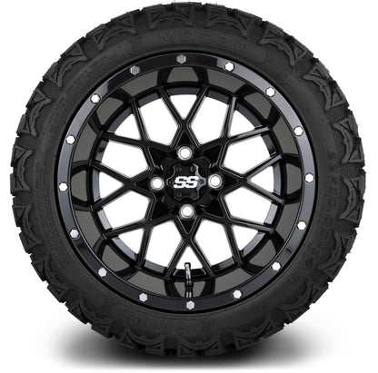 MODZ® 14" Vortex Glossy Black Wheels & Off-Road Tires Combo (Xcomp Gladiator 23-10-14 Radial)