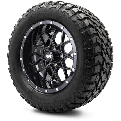 MODZ® 14" Vortex Glossy Black Wheels & Off-Road Tires Combo (Arisun X-Trail All-Terrain 23x10-14)