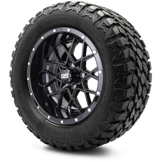 MODZ® 14" Vortex Glossy Black Wheels & Off-Road Tires Combo (MODZ Gripz 23x10-14)