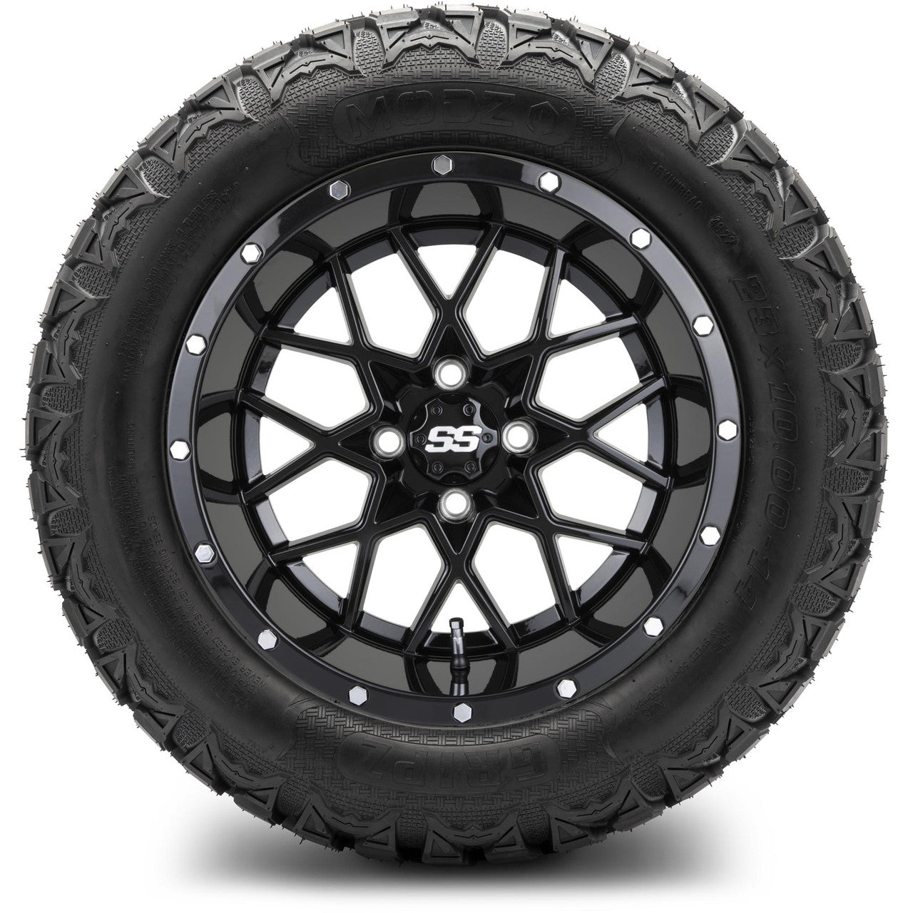 MODZ® 14" Vortex Glossy Black Wheels & Off-Road Tires Combo (Arisun X-Trail All-Terrain 23x10-14)