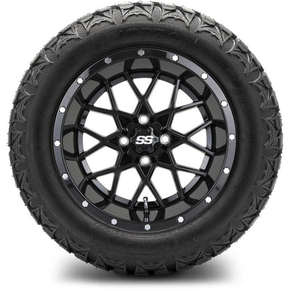 MODZ® 14" Vortex Glossy Black Wheels & Off-Road Tires Combo (Xcomp Gladiator 23-10-14 Radial)