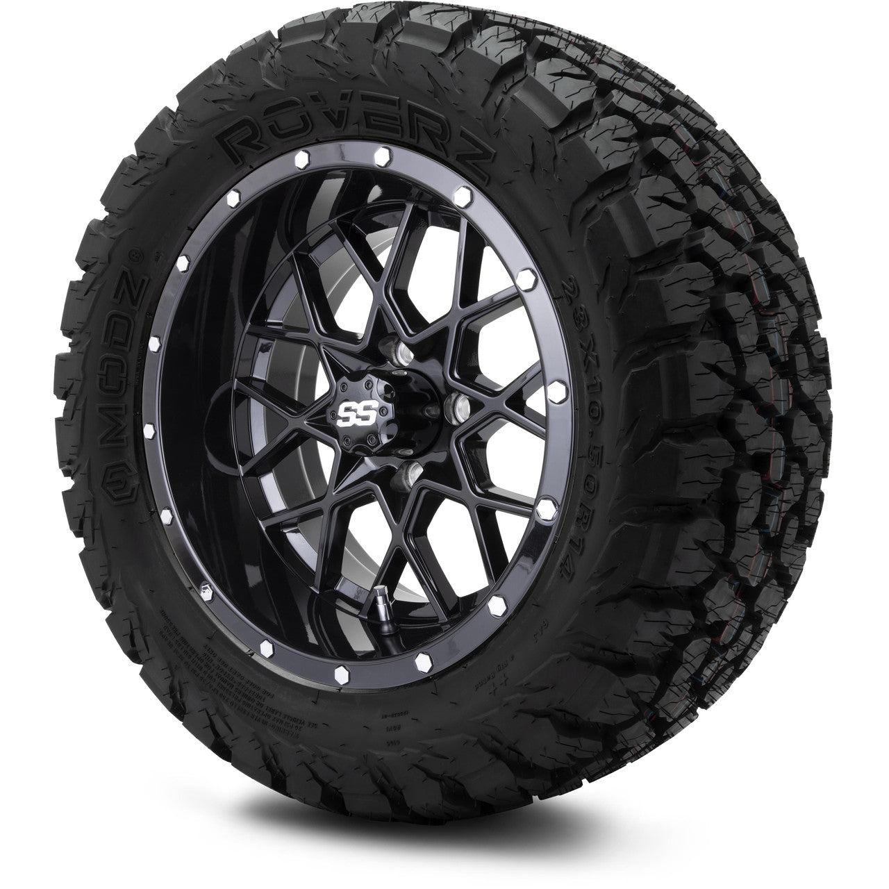 MODZ® 14" Vortex Glossy Black Wheels & Off-Road Tires Combo (Xcomp Gladiator 23-10-14 Radial)