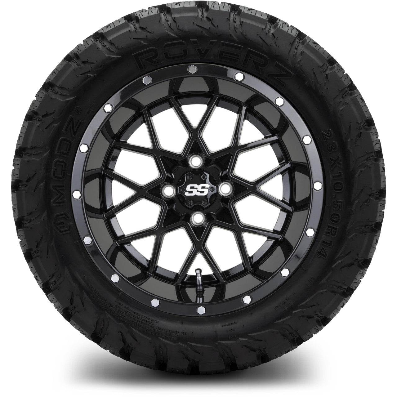 MODZ® 14" Vortex Glossy Black Wheels & Off-Road Tires Combo (Arisun X-Trail All-Terrain 23x10-14)