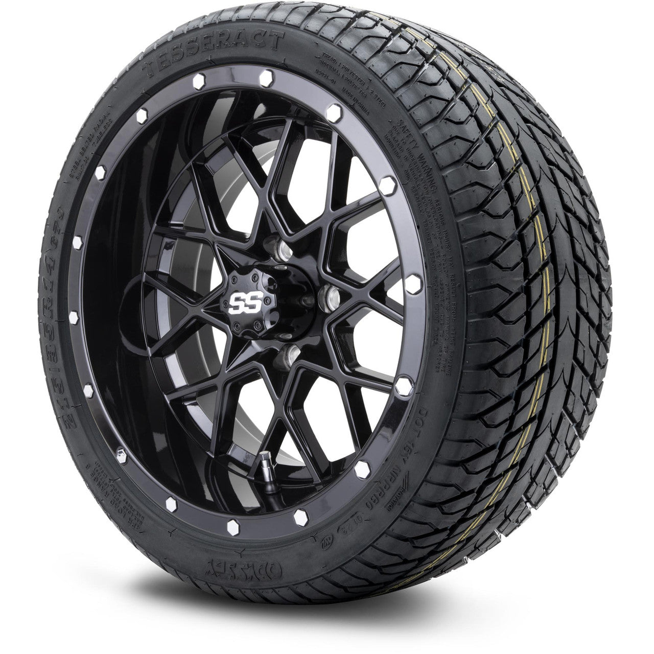 MODZ® 14" Vortex Glossy Black Wheels & Street Tires Combo (MODZ Street Fox Radial 23x10-14)
