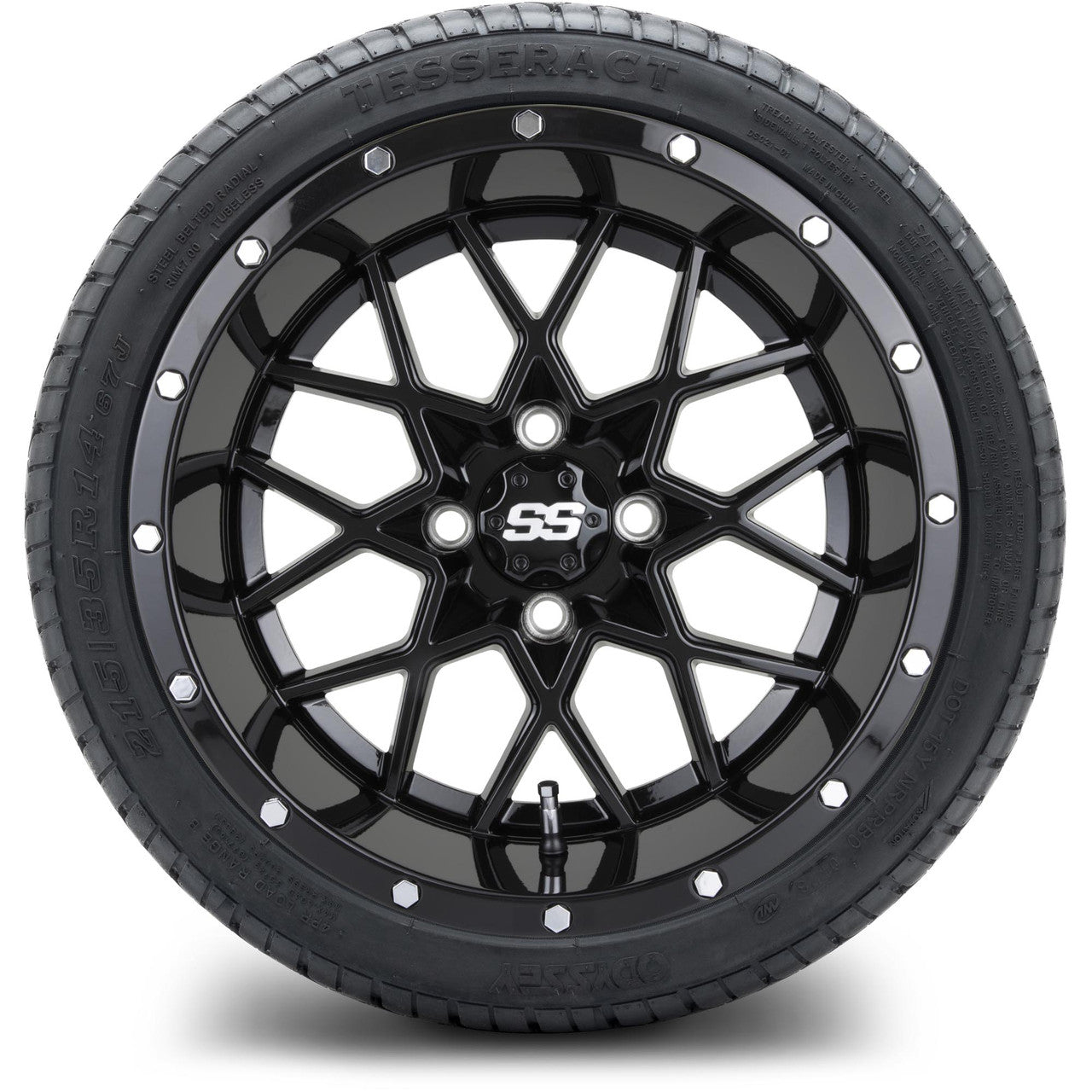 MODZ® 14" Vortex Glossy Black Wheels & Street Tires Combo (Arisun Cruze 205/30-14)