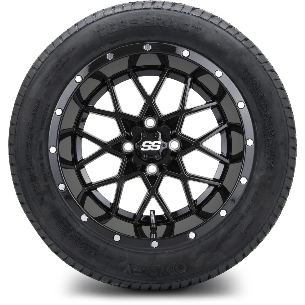 MODZ® 14" Vortex Glossy Black Wheels & Street Tires Combo (MODZ Street Fox Radial 205/40-14)