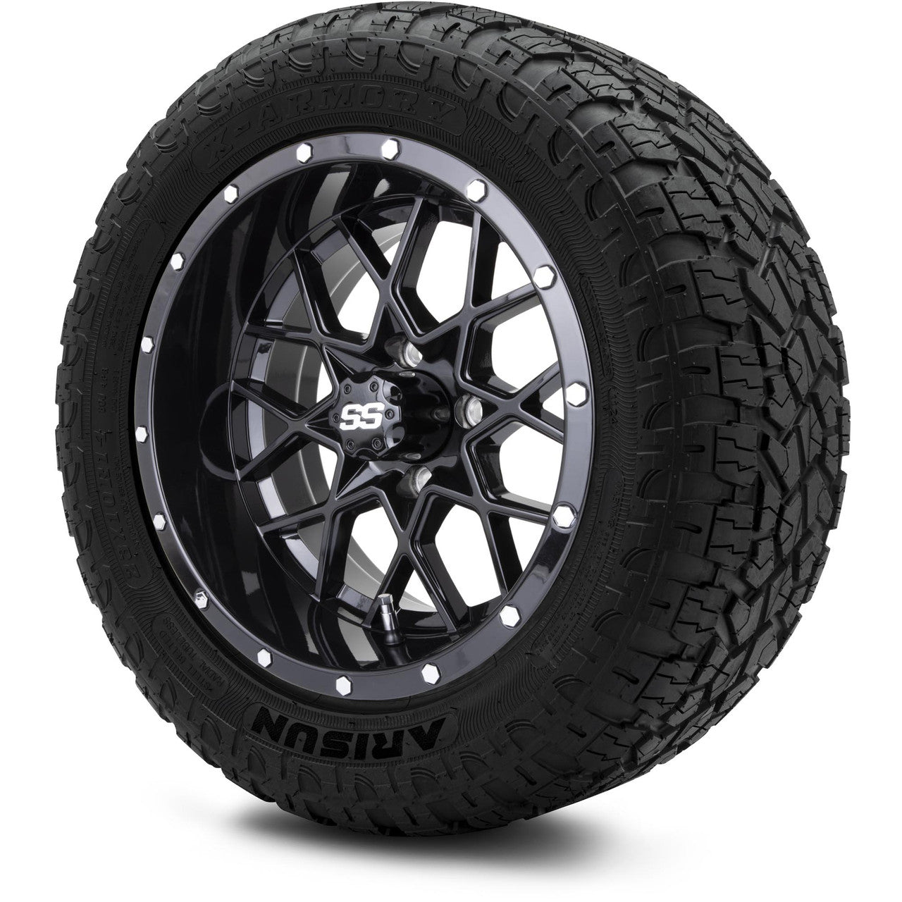 MODZ® 14" Vortex Glossy Black Wheels & Off-Road Tires Combo (Arisun X-Armory All-Terrain 23x10-14 Radial)