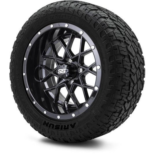 MODZ® 14" Vortex Glossy Black Wheels & Off-Road Tires Combo (Arisun X-Armory All-Terrain 23x10-14 Radial)