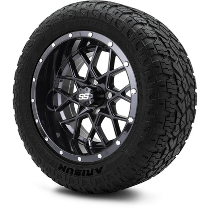 MODZ® 14" Vortex Glossy Black Wheels & Off-Road Tires Combo (Arisun X-Trail All-Terrain 23x10-14)