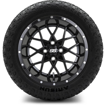 MODZ® 14" Vortex Glossy Black Wheels & Off-Road Tires Combo (Arisun X-Armory All-Terrain 23x10-14 Radial)