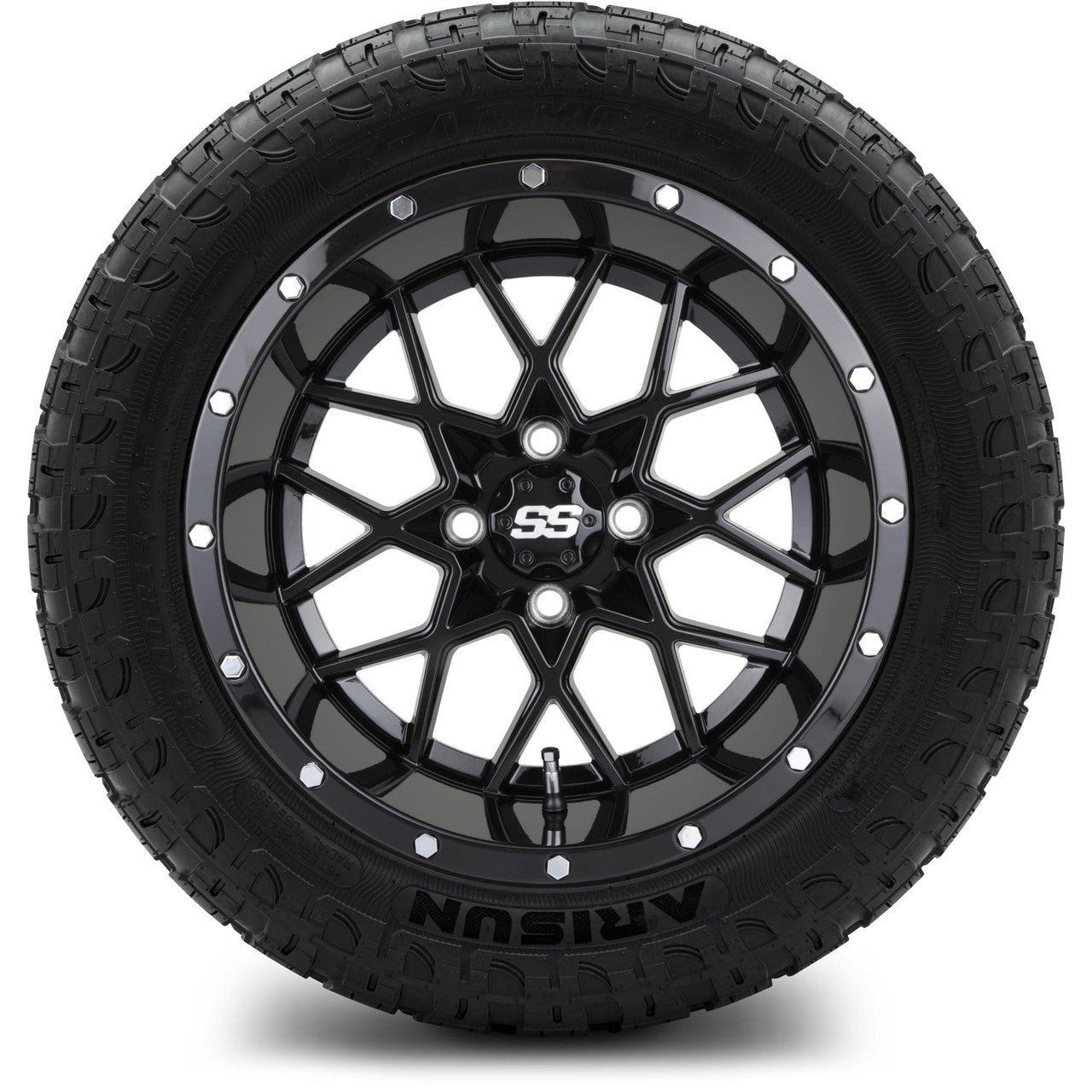 MODZ® 14" Vortex Glossy Black Wheels & Off-Road Tires Combo (Arisun X-Trail All-Terrain 23x10-14)