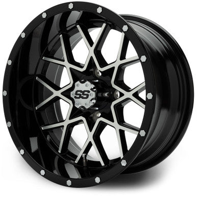 MODZ® 14" Vortex Machined Black Wheels & Street Tires Combo (Arisun X-Sport 205/30-14)