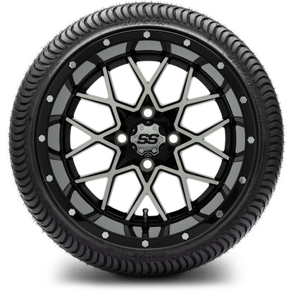 MODZ® 14" Vortex Machined Black Wheels & Street Tires Combo (MODZ Street Fox Radial 23x10-14)