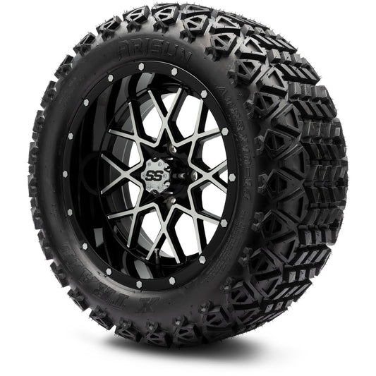 MODZ® 14" Vortex Machined Black Wheels & Off-Road Tires Combo (Arisun X-Trail All-Terrain 23x10-14)