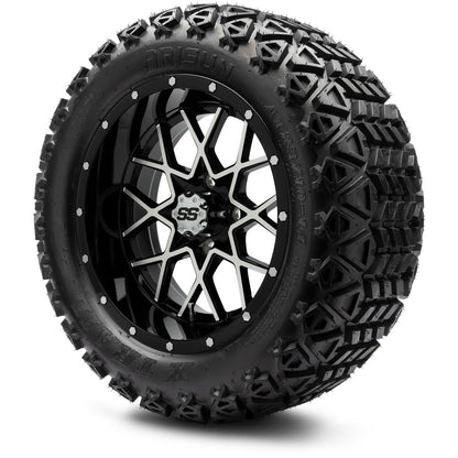 MODZ® 14" Vortex Machined Black Wheels & Off-Road Tires Combo (Arisun X-Armory All-Terrain 23x10-14 Radial)