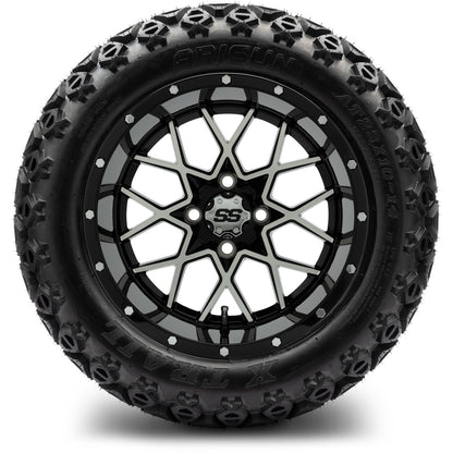 MODZ® 14" Vortex Machined Black Wheels & Off-Road Tires Combo (Arisun X-Trail All-Terrain 23x10-14)