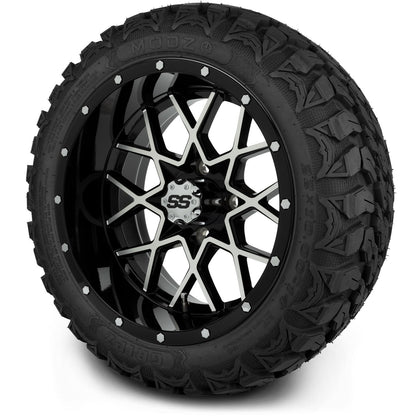 MODZ® 14" Vortex Machined Black Wheels & Off-Road Tires Combo (Arisun X-Armory All-Terrain 23x10-14 Radial)