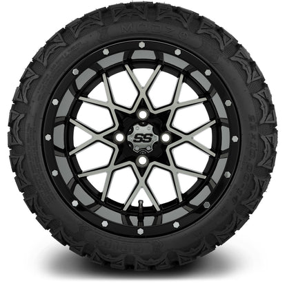 MODZ® 14" Vortex Machined Black Wheels & Off-Road Tires Combo (Arisun X-Trail All-Terrain 23x10-14)