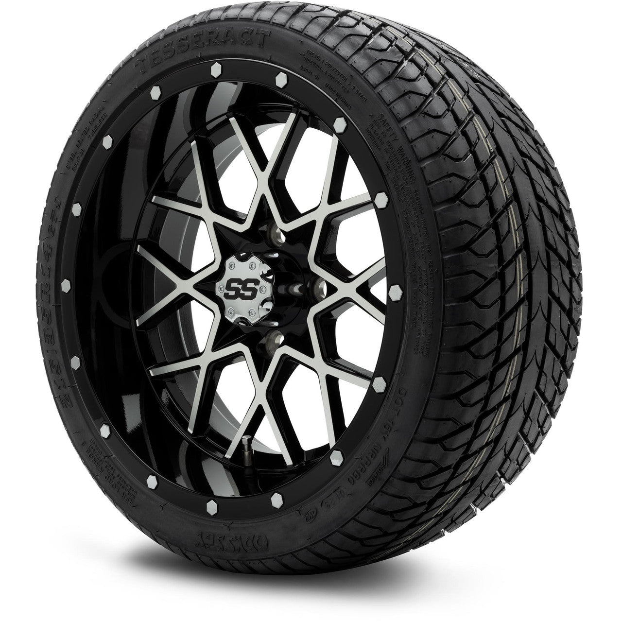MODZ® 14" Vortex Machined Black Wheels & Street Tires Combo (Arisun Cruze 205/30-14)