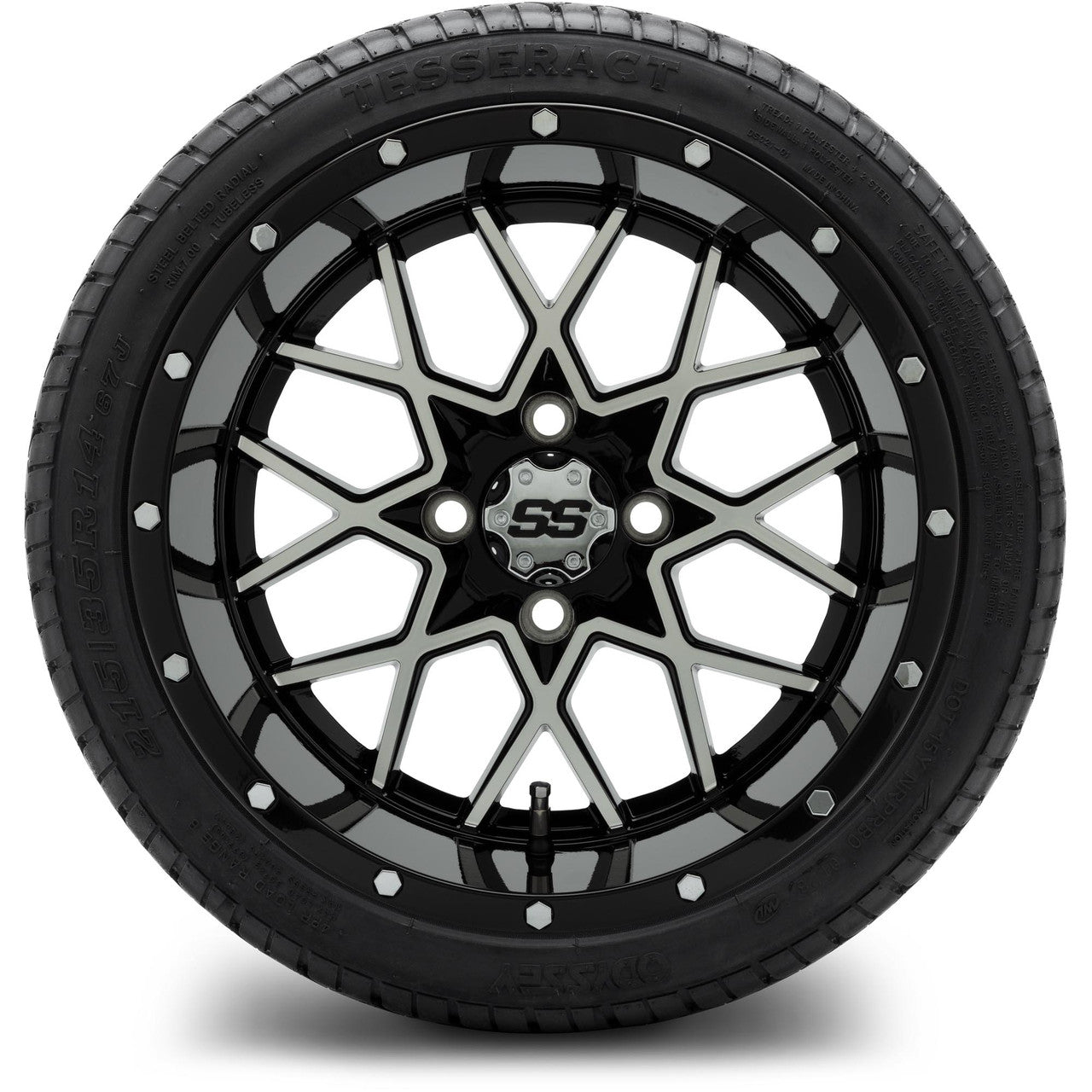 MODZ® 14" Vortex Machined Black Wheels & Street Tires Combo (MODZ Street Fox Radial 23x10-14)