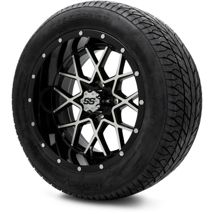 MODZ® 14" Vortex Machined Black Wheels & Street Tires Combo (MODZ Street Fox Radial 205/40-14)