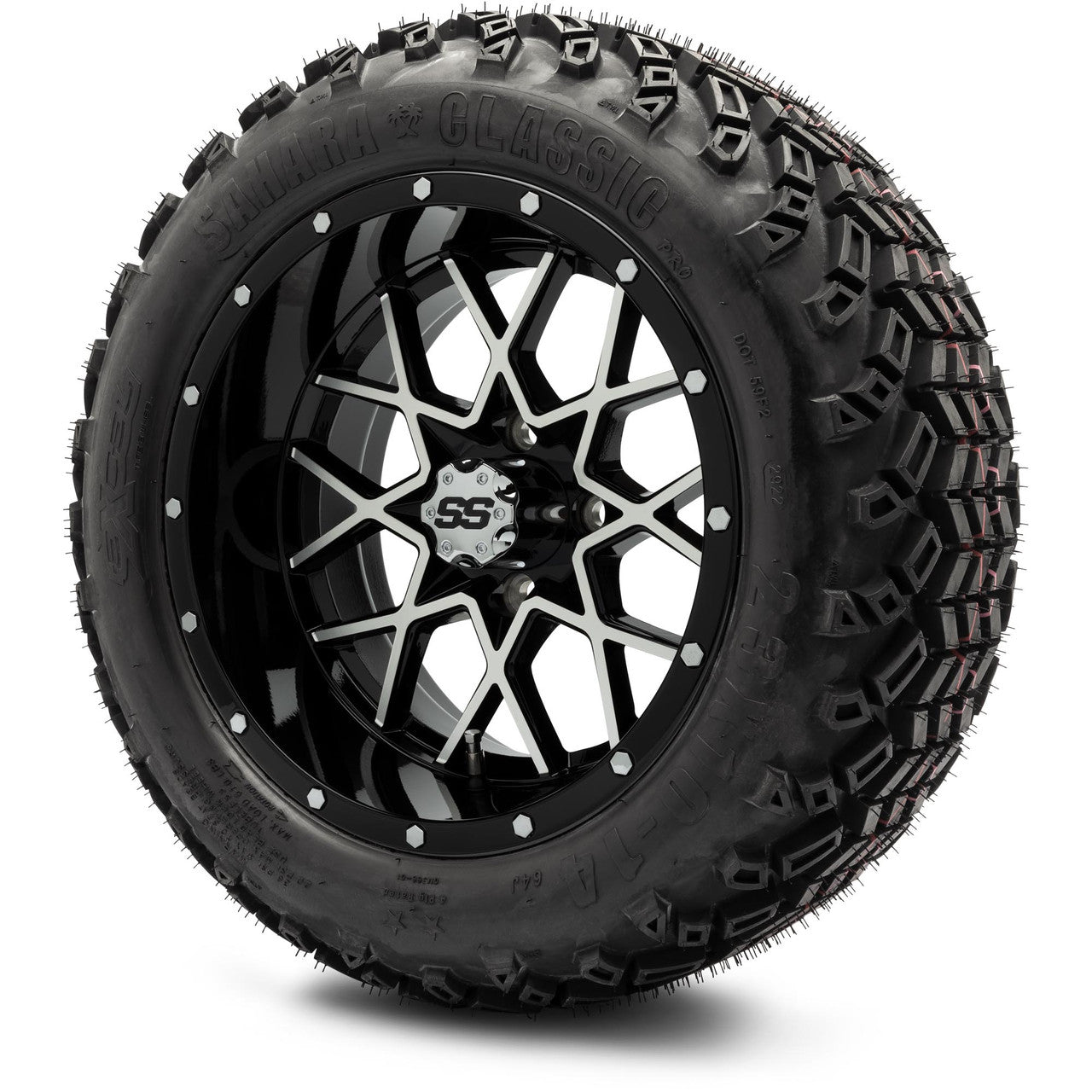 MODZ® 14" Vortex Machined Black Wheels & Off-Road Tires Combo (Arisun X-Trail All-Terrain 23x10-14)