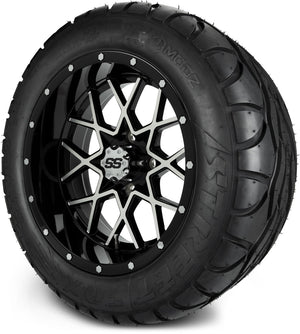 MODZ® 14" Vortex Machined Black Wheels & Street Tires Combo (MODZ Street Fox Radial 23x10-14)