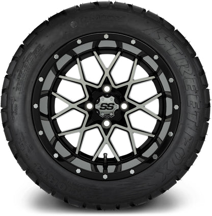 MODZ® 14" Vortex Machined Black Wheels & Street Tires Combo (MODZ Street Fox Radial 23x10-14)