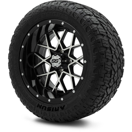 MODZ® 14" Vortex Machined Black Wheels & Off-Road Tires Combo (Arisun X-Armory All-Terrain 23x10-14 Radial)