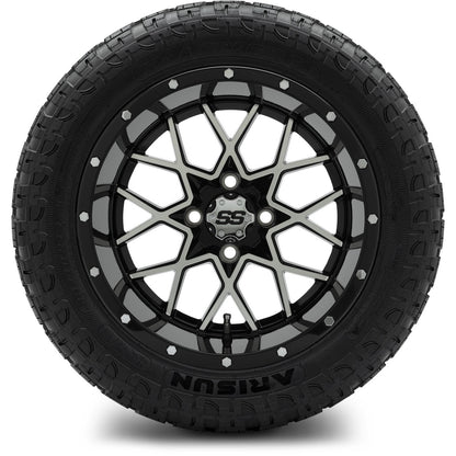 MODZ® 14" Vortex Machined Black Wheels & Off-Road Tires Combo (Arisun X-Armory All-Terrain 23x10-14 Radial)