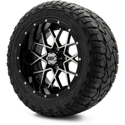 MODZ® 14" Vortex Machined Black Wheels & Off-Road Tires Combo (Xcomp Gladiator 23-10-14 Radial)