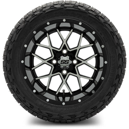 MODZ® 14" Vortex Machined Black Wheels & Off-Road Tires Combo (Arisun X-Trail All-Terrain 23x10-14)