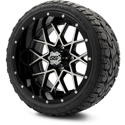 MODZ® 14" Vortex Machined Black Wheels & Off-Road Tires Combo (Xcomp Gladiator 23-10-14 Radial)