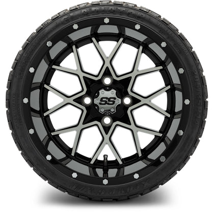 MODZ® 14" Vortex Machined Black Wheels & Off-Road Tires Combo (Arisun X-Armory All-Terrain 23x10-14 Radial)