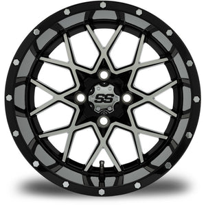 MODZ® 14" Vortex Machined Black Wheels & Street Tires Combo (Arisun X-Sport 205/30-14)