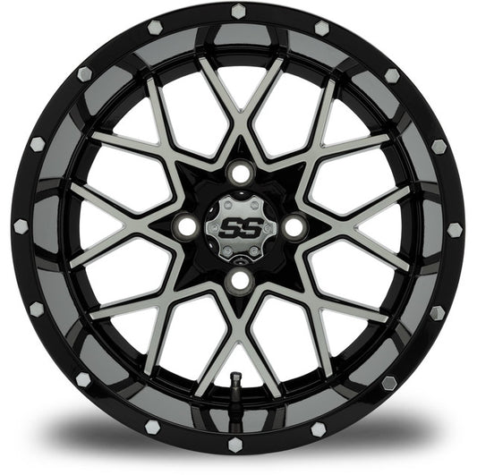 MODZ® 14" Vortex Machined Black Wheels & Street Tires Combo (Arisun X-Sport 205/30-14)
