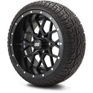 MODZ® 14" Vortex Matte Black Wheels & Street Tires Combo (Arisun X-Sport 205/30-14)