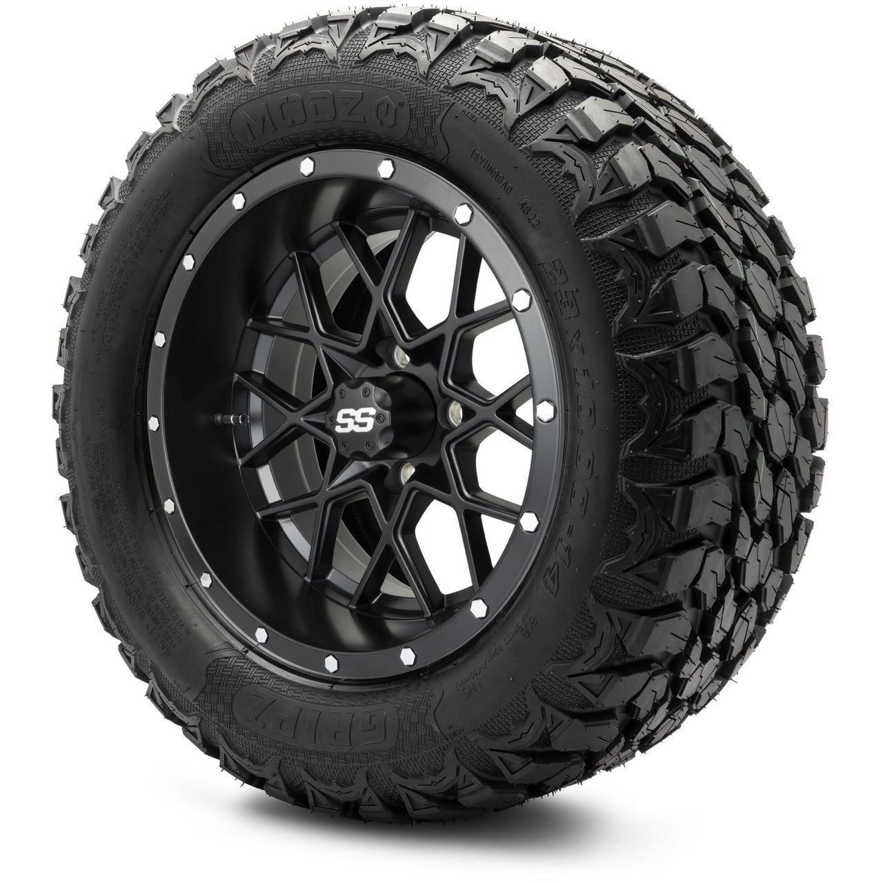 MODZ® 14" Vortex Matte Black Wheels & Off-Road Tires Combo (Xcomp Gladiator 23-10-14 Radial)