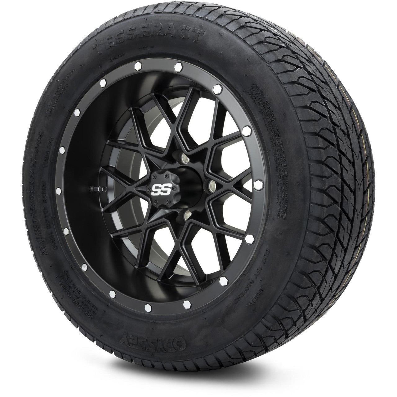 MODZ® 14" Vortex Matte Black Wheels & Street Tires Combo (MODZ Street Fox Radial 205/40-14)